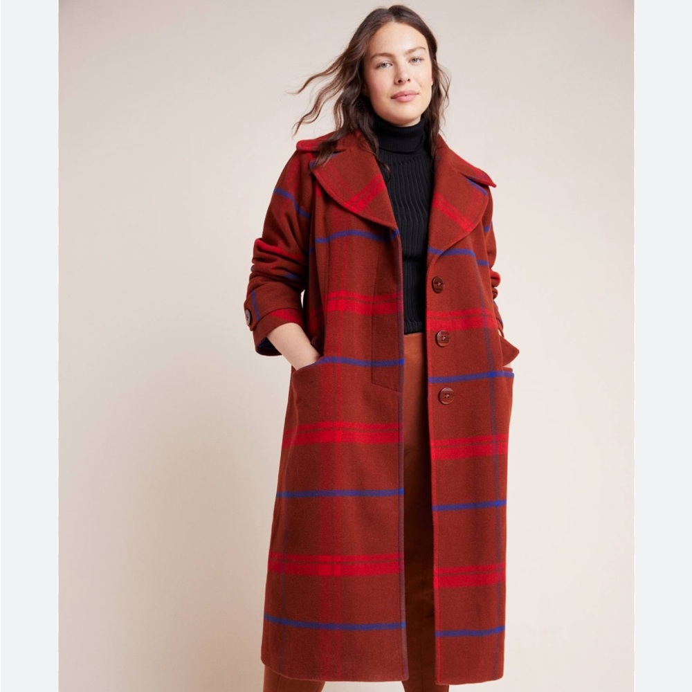 Wool Plaid Coat by Anthropologie